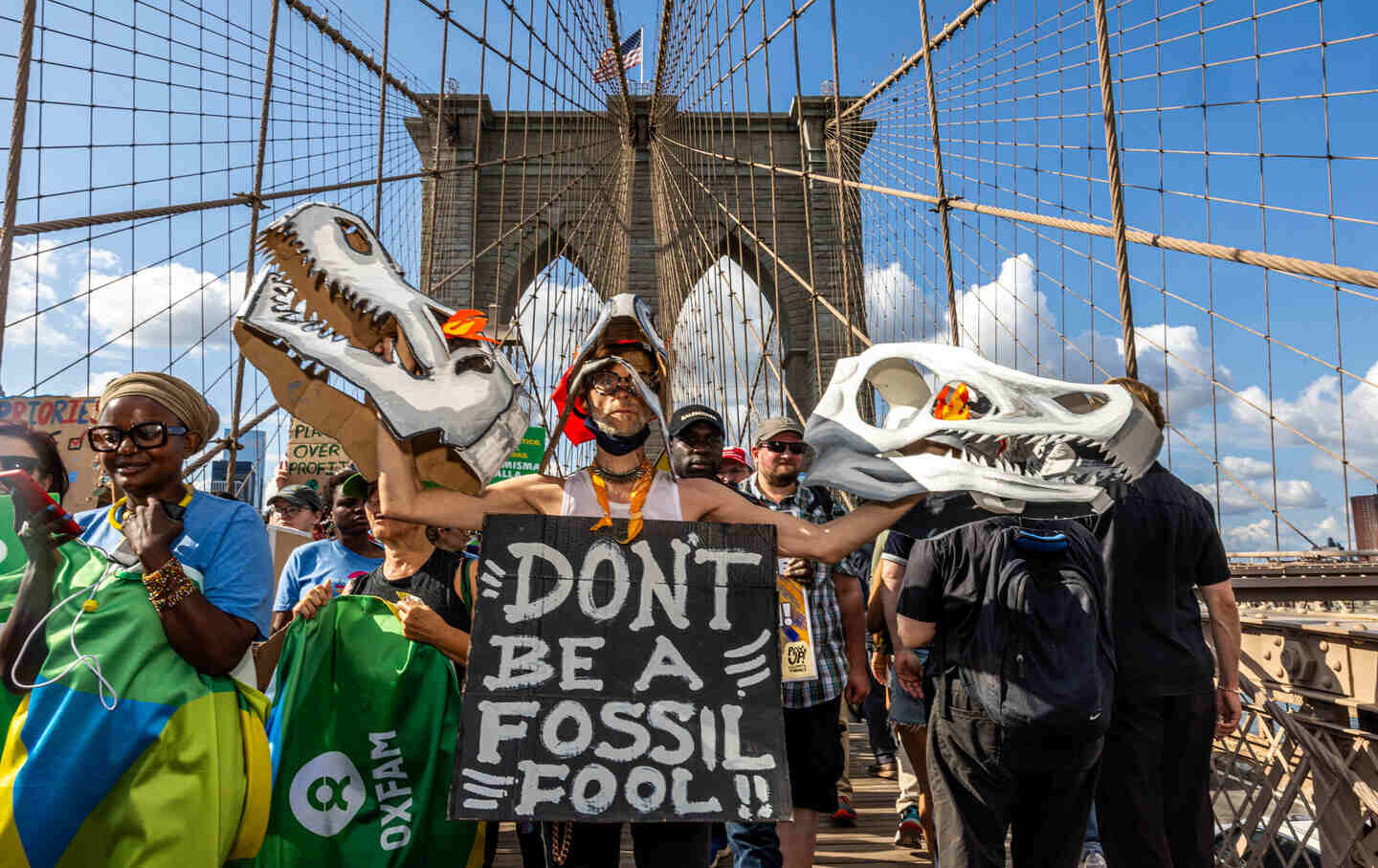 Protesters during a Youth Global Climate demonstration ahead of the UN Climate Week and General Assembly in New York City on September 20, 2024.