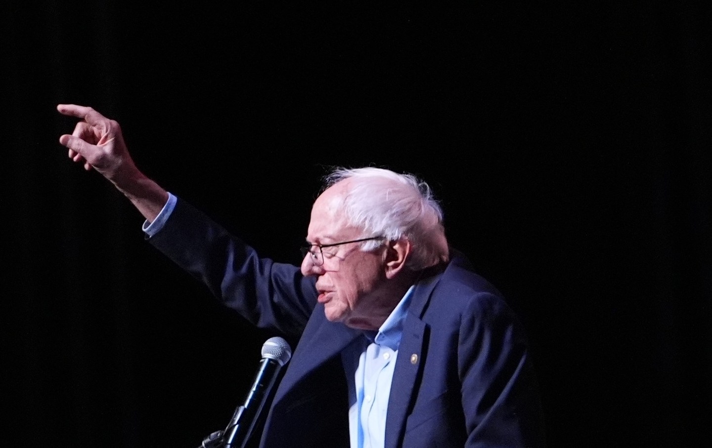 : Sen. Bernie Sanders (I-Vermont) addresses the crowd during 'Get Out the Vote (GOTV)' rally at the Kings Theatre in Brooklyn in New York City, United States on June 18, 2026.