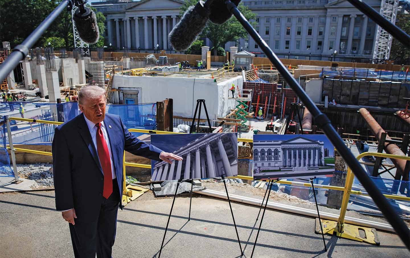 Trump at the White House Ballroom construction site in May 2026.