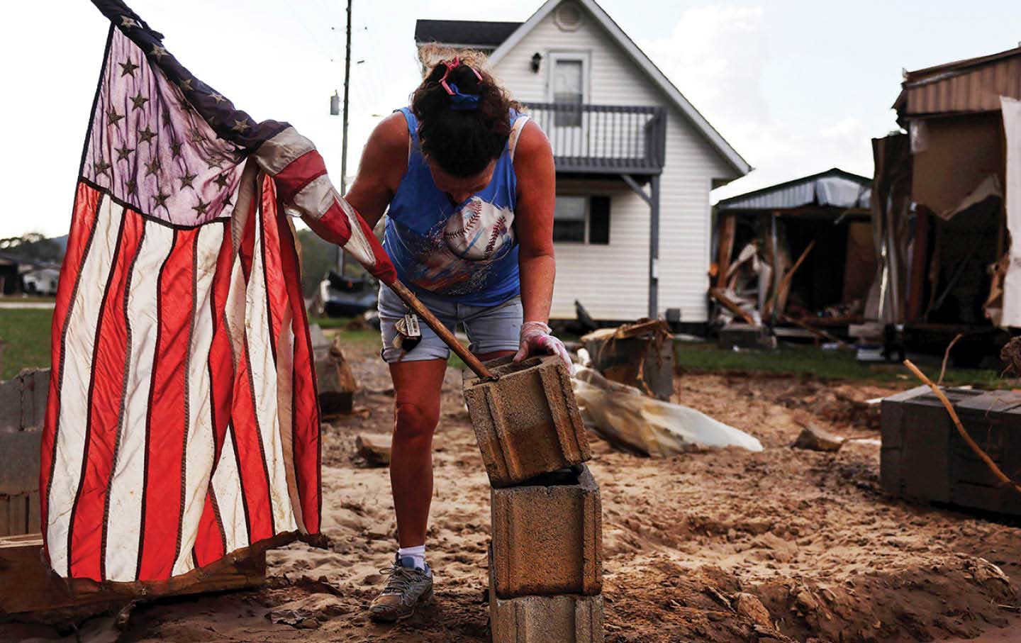 The aftermath of Hurricane Helene in October 2024 in Swannanoa, North Carolina. Two years later, the state’s recovery remains painfully slow and uneven.