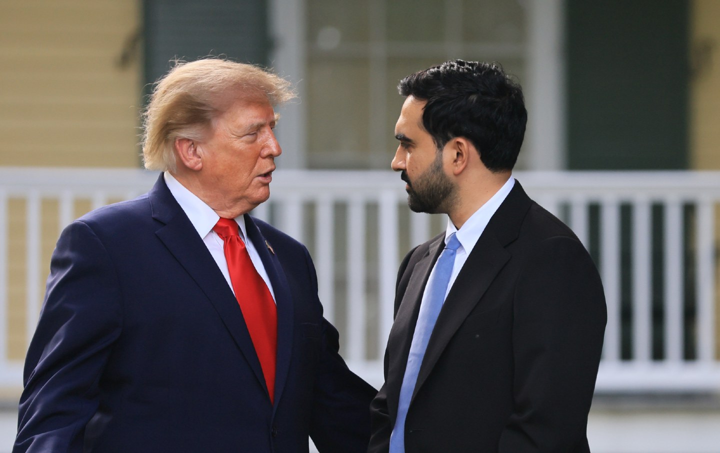 President Donald Trump and New York Mayor Zohran Mamdani walk out following their meeting at Gracie Mansion on September 21, 2026, in New York City.
