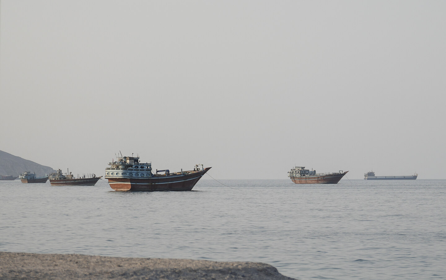 Ships are anchored off the coast of Khasab, near the Strait of Hormuz, on October 2, 2026.