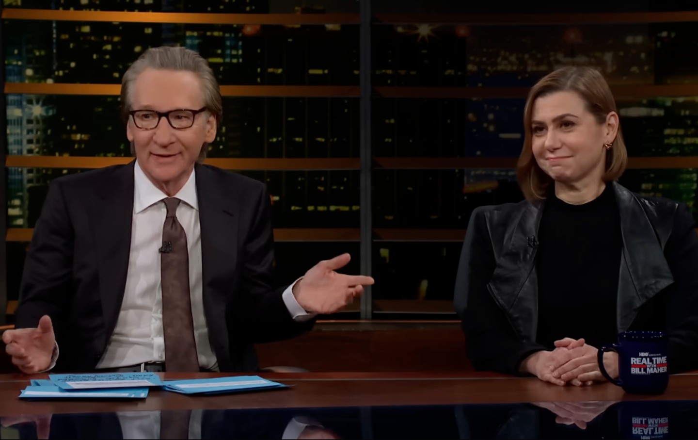 Bill Maher and Michigan Democratic Senator Elissa Slotkin on a March 2026 episode of "Real Time With Bill Maher."