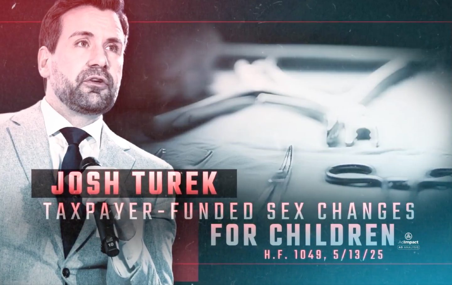 A screenshot from an ad running against Iowa Democratic Senate nominee Josh Turek. The ad accuses Turek of supporting 